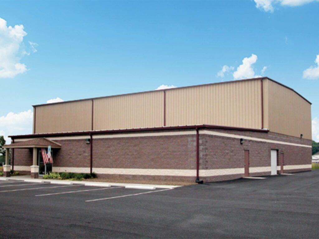 Commercial facility featuring premium PBR metal roofing panels