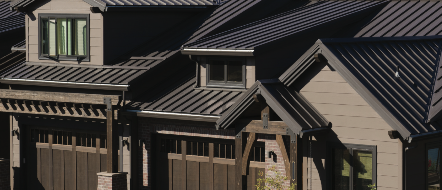 Beautiful residential metal roofing installed on a modern home