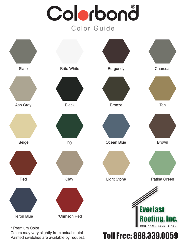 Everlast Metal Roofing Color Chart